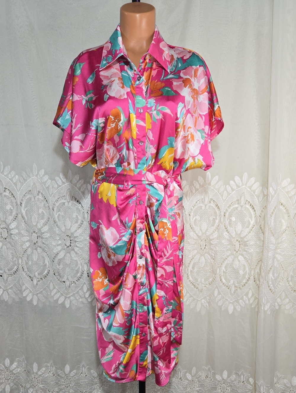 She + Sky Floral Button Down Dress Size Large